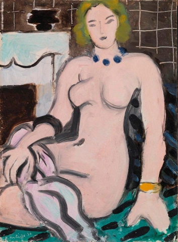 Nude With Blue Necklace