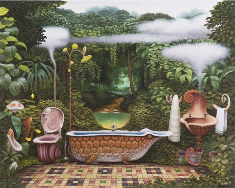 Карманная ванная комната в джунглях