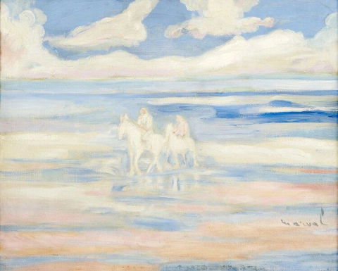 Zwemmen of paarden op het strand, 1925