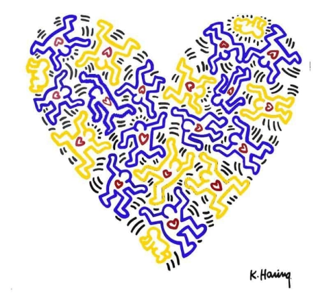 Universell kärlek i gult och blått