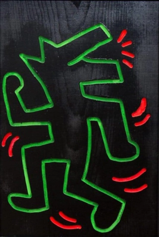 Utan titel 1983 - Dansande grön hund