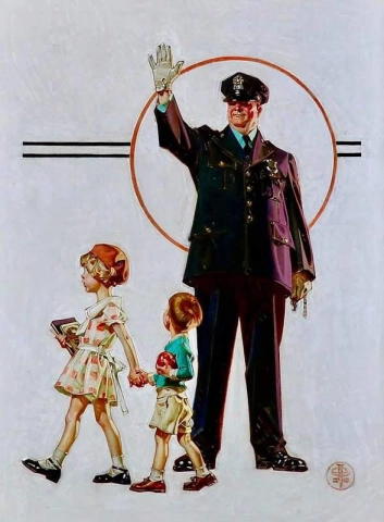 Politimann og skolebarn 1931