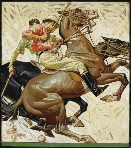 Игроки в поло верхом на лошадях, 1914 год.