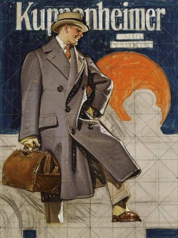 Estudio para hombre con abrigo hacia 1925