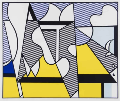 Roy Lichtensteinin lehmä menossa abstrakti
