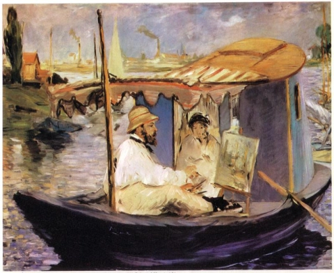 Claude Monet in zijn bootwerkplaats