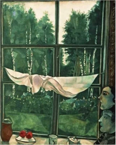 Een schilder aan het raam