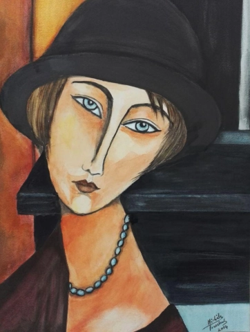 Portrett av Jeanne Hebuterne med et halskjede