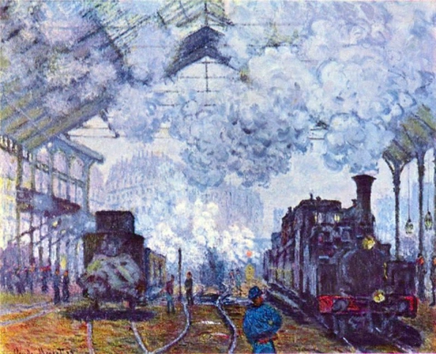 Прибытие поездов на вокзал Сен-Лазар в Париже