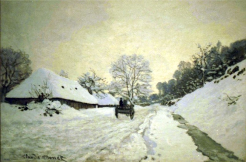 La Charrette - Camino bajo la nieve en Honfleur