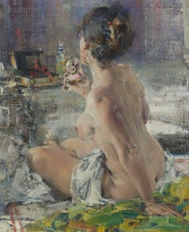 Nicolai Fechin Nude Woman With A Mirror