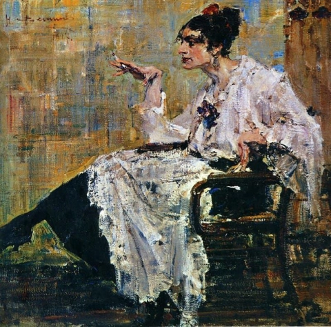 Nicolai Fechin Woman With Cigarette - 1917