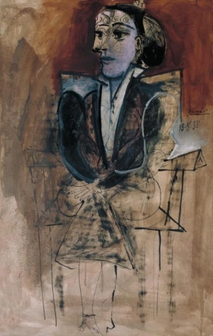 多拉·玛尔 (Dora Maar) 坐着 - 多拉·玛尔·阿西斯 (Dora Maar Assise) 1938