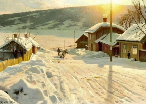 Winterdag In Lillehammer Noorwegen