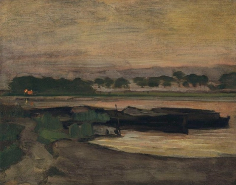 Aan Ouderkerkerdijk bij de Omval in de Avond II, 1906-1907