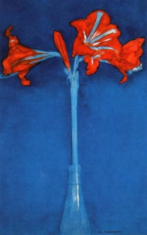 Amaryllis på blå bakgrund 1910