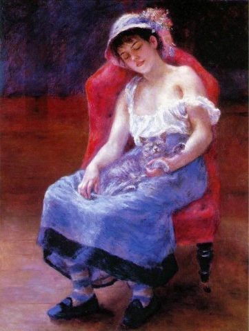 Sleeping girl - Girl with a cat