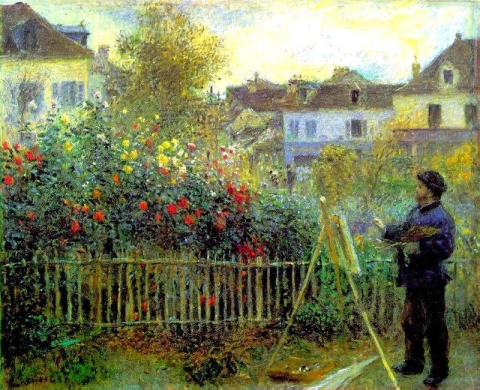 アルジャントゥイユの庭でモネの絵を描く