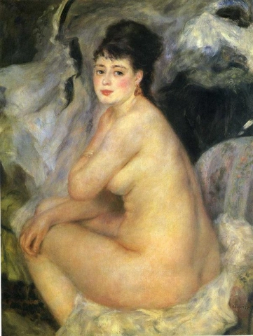 Nude sitting on a sofa