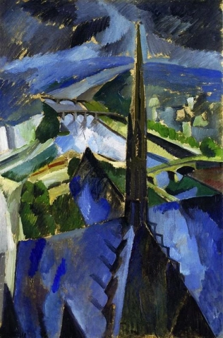 De torenspits van de Notre-Dame. Rond 1909-1910