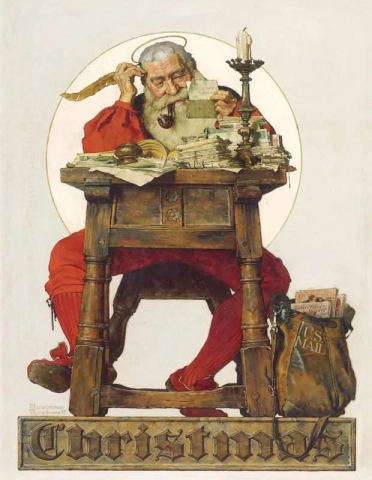 عيد الميلاد. سانتا قراءة البريد 1935