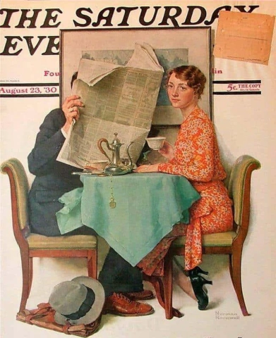 아침 식사 테이블 The Saturday Evening Post 잡지 표지 1930