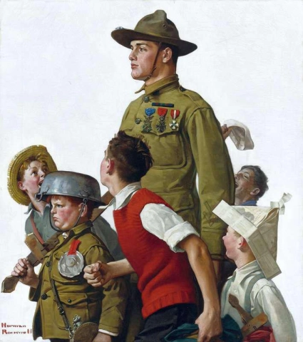 O Dough Boy e seus admiradores, por volta de 1919