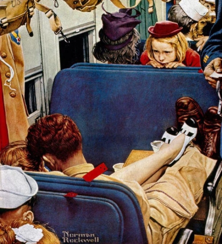 Liten flicka som observerar älskare på ett tåg - Liten flicka som observerar älskare på ett tåg