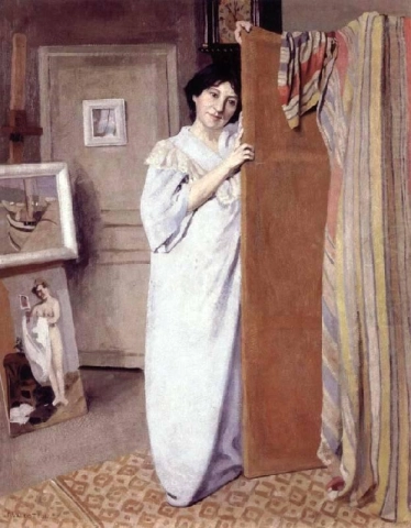 Gabrielle Vallotton no estúdio 1892