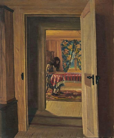 Interior Young Girl Writing 1905
