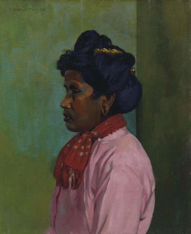 粉红色胸花的女黑人 1910