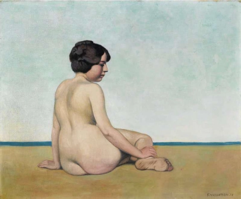 坐在沙滩上的小沐浴者 1911