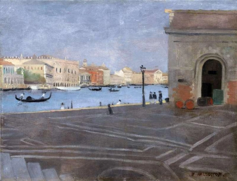 Venedig Gamla tullhuset och Canal Grande ca 1902