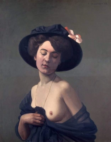 戴黑帽子的女人 1908