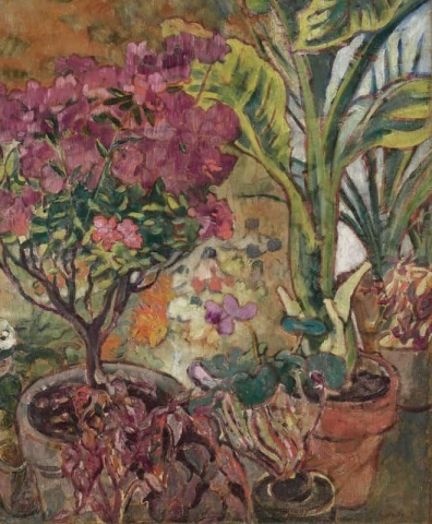 Azaleat ja vihreät kasvit. 1918
