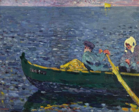 Рыбак в лодке Пинасс в бассейне Аркашона 1895-96 гг.