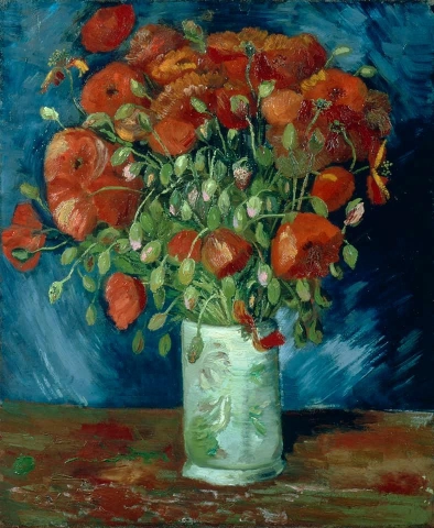 Vase mit roten Mohnblumen um 1886
