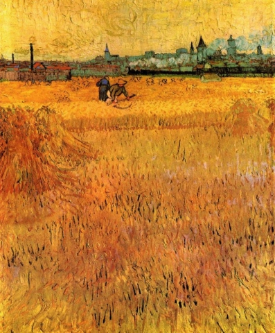 Vista de Arles desde el campo de trigo.