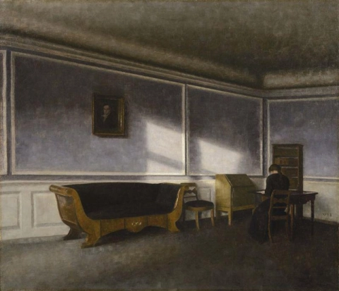 Vilhelm Hammershoi, Sol na sala de estar - 1910