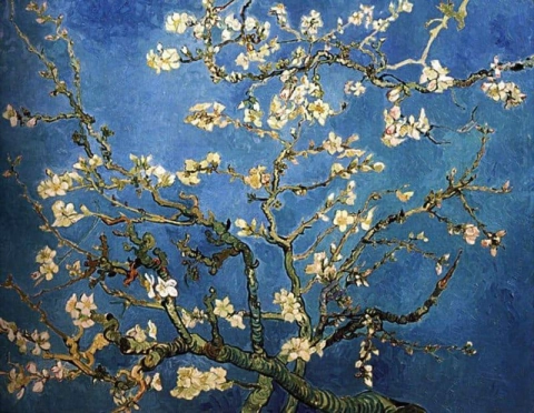 شجرة اللوز في إزهار - أزرق داكن