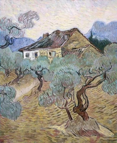 Våningshus blant oliventrær 1889