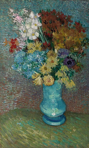 زهور في مزهرية زرقاء 1887