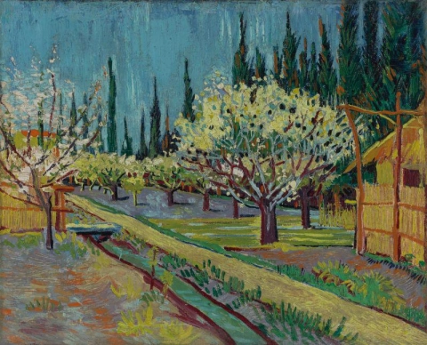 Von Zypressen umgebener Obstgarten 1888