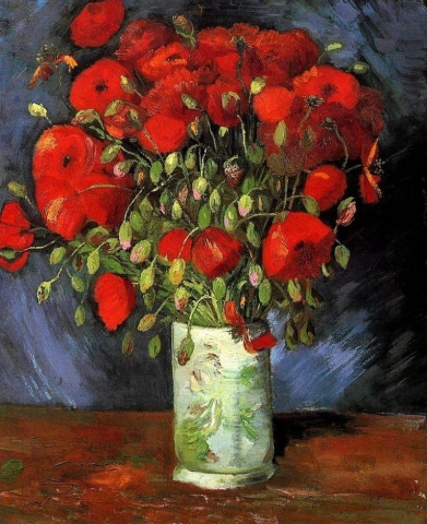 红色罂粟花瓶 1886