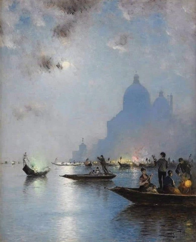 Wilhelm Von Geger sentiu Veneza no crepúsculo - 1883