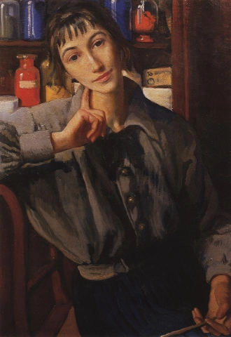 지나이다 세레브랴코바(Zinaida Serebrjakova) 붓을 들고 있는 자화상