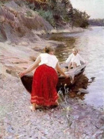 Женщина в красной нижней юбке 1894 г.