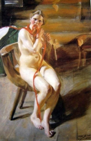 Nude Woman Combing Her Hair