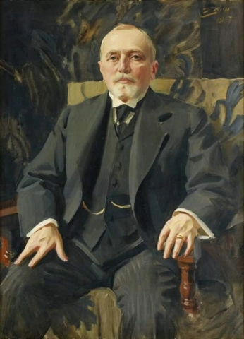 Porträtt Forestallande Bankdirektör Carl Jonsson 1917