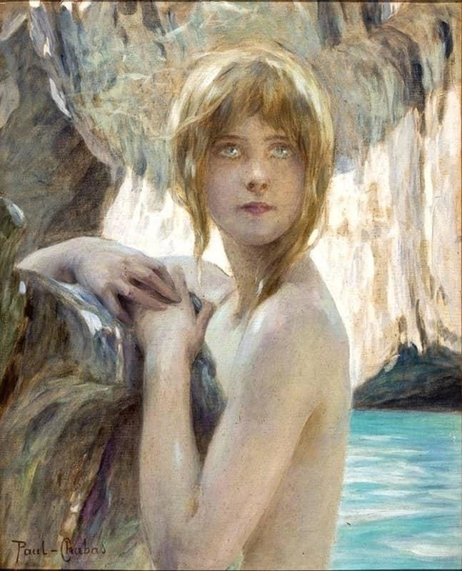 素晴らしい価格 ブロンドのニンフ by 油絵複製販売 ポール・エミール・シャバス 絵画